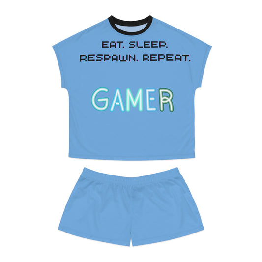 Gamer Pajama Set, Women's Short Pajama Set, Video Game Sleepwear, Gaming Gift for Her, Comfortable Loungewear