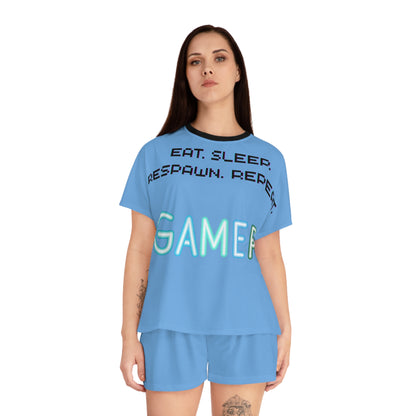 Gamer Pajama Set, Women's Short Pajama Set, Video Game Sleepwear, Gaming Gift for Her, Comfortable Loungewear