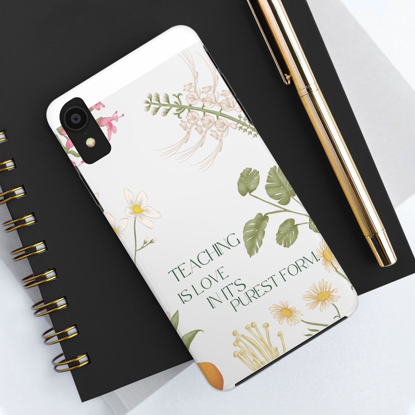 Inspirational Tough Phone Cases - Teaching is Love Design, Motivational Phone Cover, Gift for Teachers, Nature-Inspired Case, Floral [...]