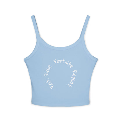 Fortnite Sleep Repeat Tank Top, Casual Summer Spaghetti Strap, Gamer Girl Fashion, Fun Gift, Beach Wear, Vacation Outfit
