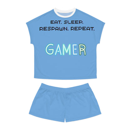 Gamer Pajama Set, Women's Short Pajama Set, Video Game Sleepwear, Gaming Gift for Her, Comfortable Loungewear
