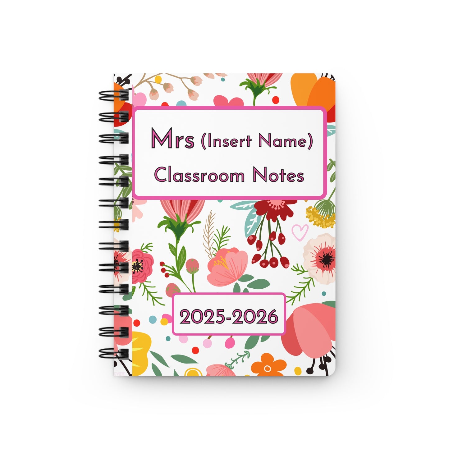 Floral Classroom Journal, Personalized Teacher Notebook, Back to School, Student Note-taking, 2025-2026 Academic Planner, Gift for Educators