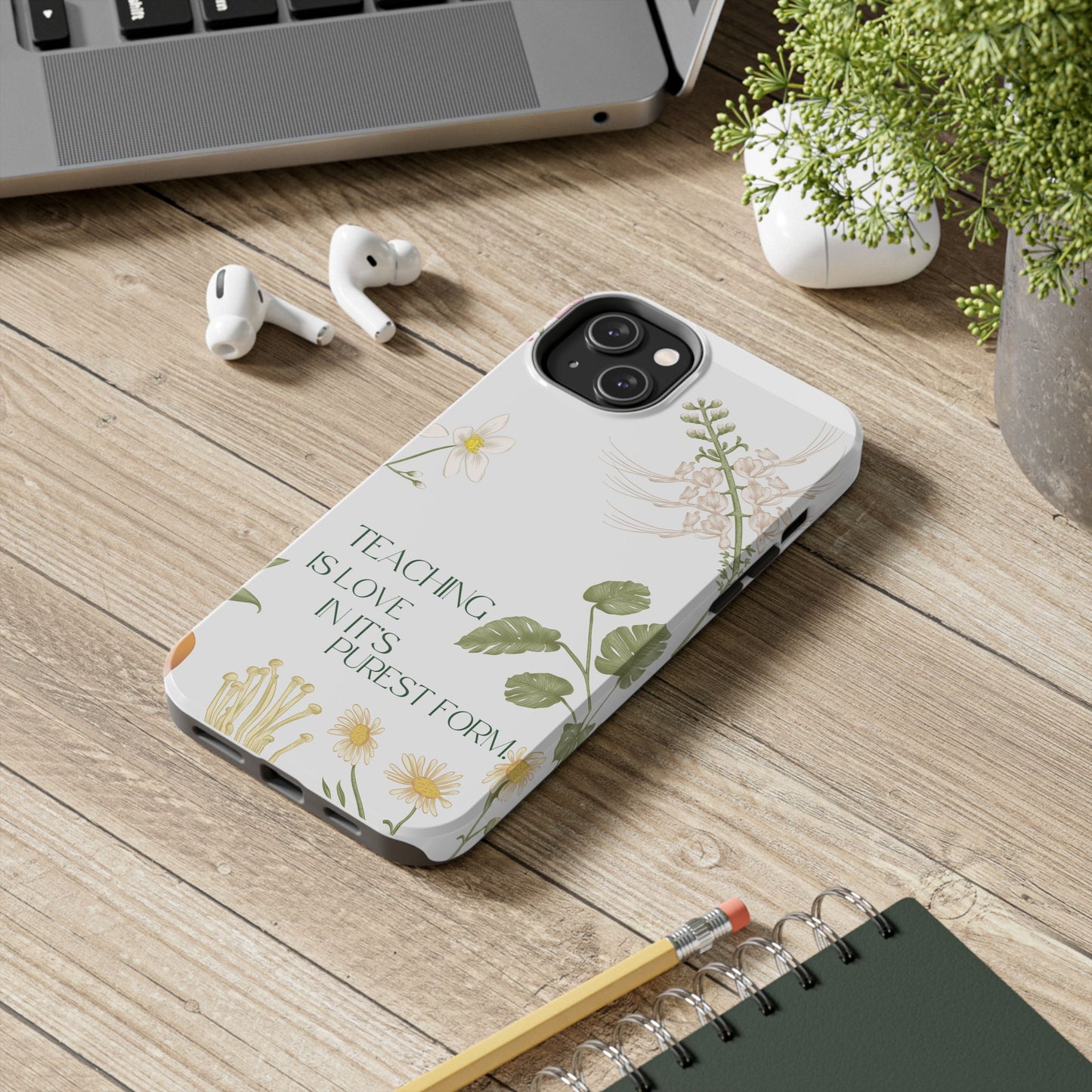 Inspirational Tough Phone Cases - Teaching is Love Design, Motivational Phone Cover, Gift for Teachers, Nature-Inspired Case, Floral [...]