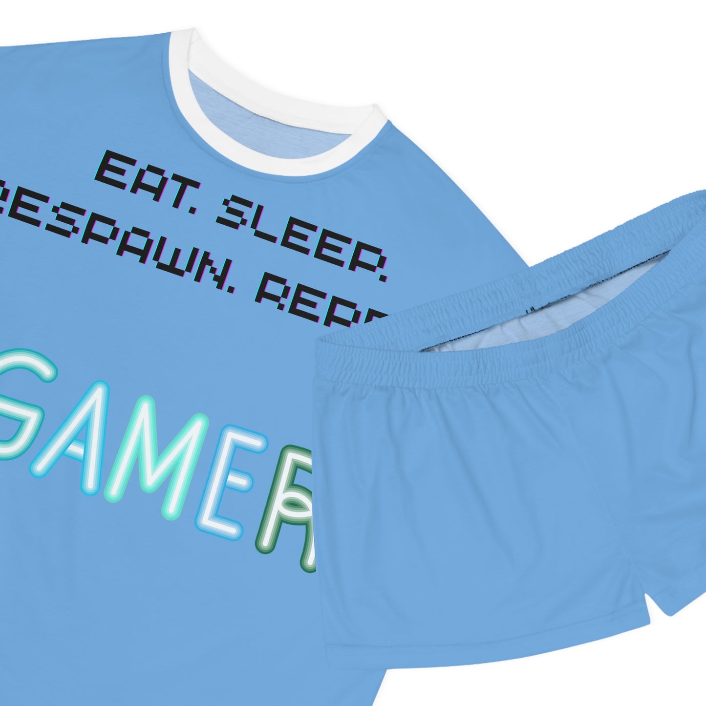 Gamer Pajama Set, Women's Short Pajama Set, Video Game Sleepwear, Gaming Gift for Her, Comfortable Loungewear