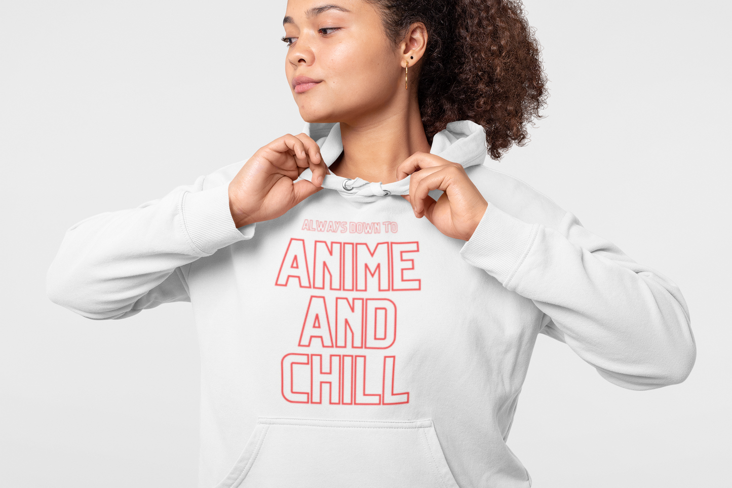 Always Down to Anime and Chill Hoodie, Cozy Anime Sweatshirt, Graphic T Shirt Anime Lovers, Streetwear, Casual Wear, Fall Fashion