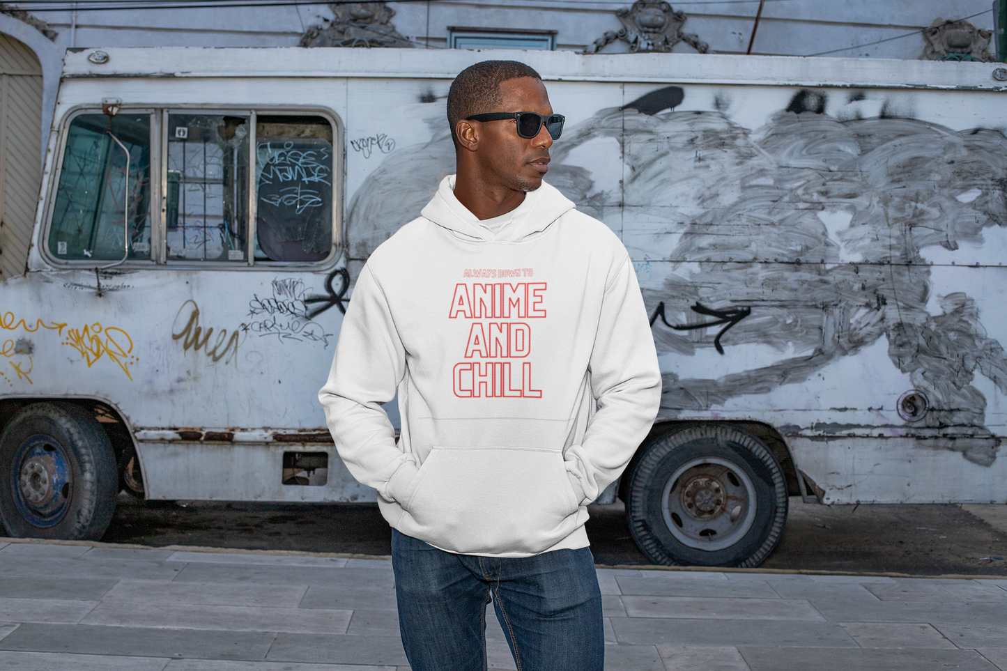 Always Down to Anime and Chill Hoodie, Cozy Anime Sweatshirt, Graphic T Shirt Anime Lovers, Streetwear, Casual Wear, Fall Fashion