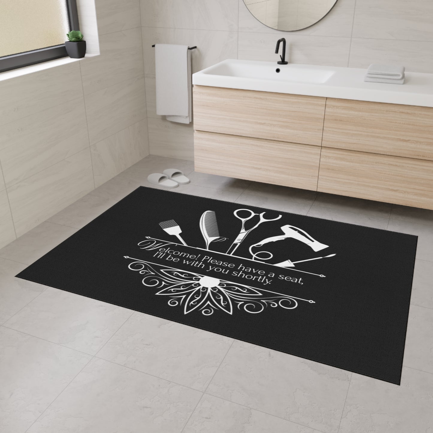 Stylish Salon Studio Floor Mat - Beauty Studio Decor, Welcome Home Mat, Durable Entryway Rug, Personalized Gifts, Hair Salon Essentials