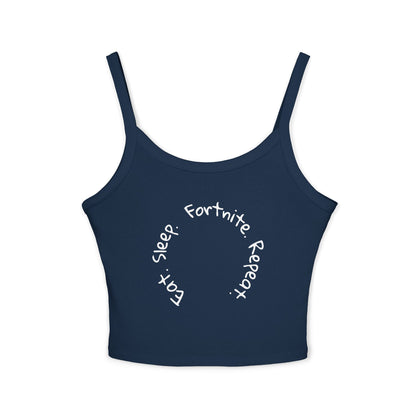 Fortnite Sleep Repeat Tank Top, Casual Summer Spaghetti Strap, Gamer Girl Fashion, Fun Gift, Beach Wear, Vacation Outfit