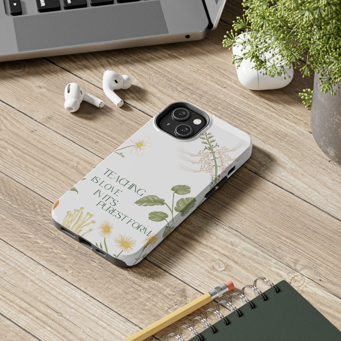Inspirational Tough Phone Cases - Teaching is Love Design, Motivational Phone Cover, Gift for Teachers, Nature-Inspired Case, Floral [...]