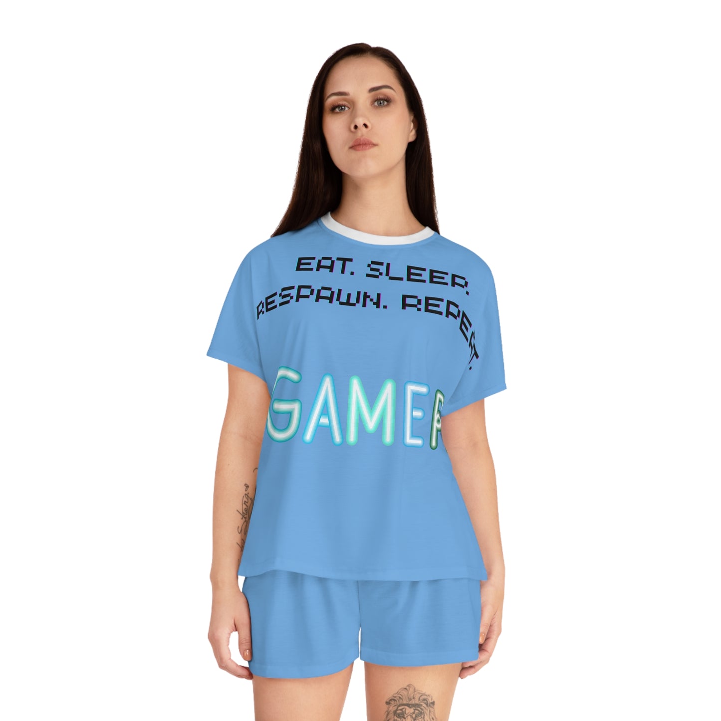 Gamer Pajama Set, Women's Short Pajama Set, Video Game Sleepwear, Gaming Gift for Her, Comfortable Loungewear