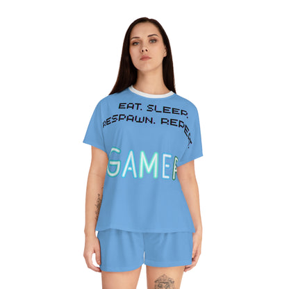Gamer Pajama Set, Women's Short Pajama Set, Video Game Sleepwear, Gaming Gift for Her, Comfortable Loungewear