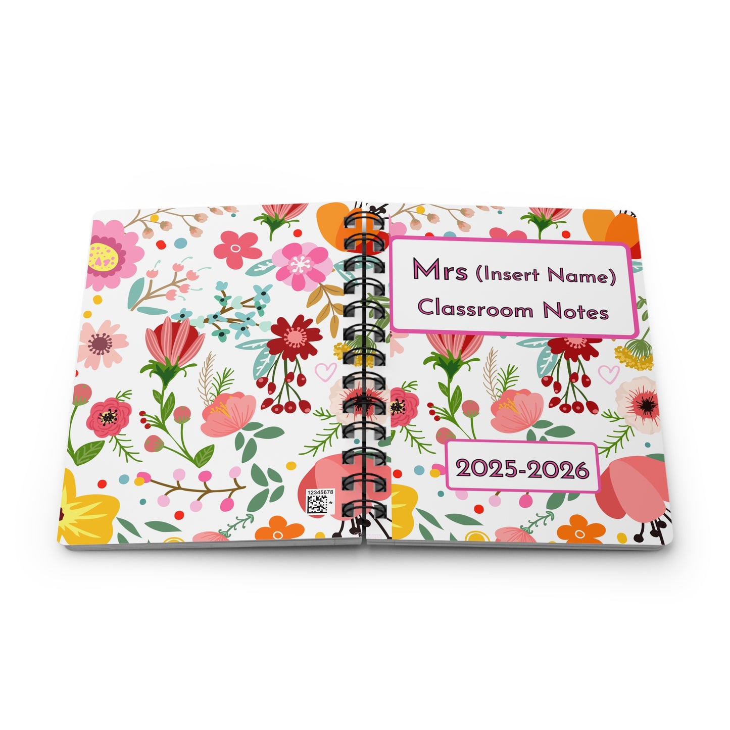 Floral Classroom Journal, Personalized Teacher Notebook, Back to School, Student Note-taking, 2025-2026 Academic Planner, Gift for Educators
