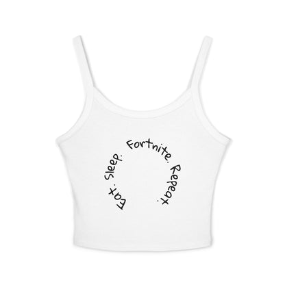 Fortnite Sleep Repeat Tank Top, Casual Summer Spaghetti Strap, Gamer Girl Fashion, Fun Gift, Beach Wear, Vacation Outfit
